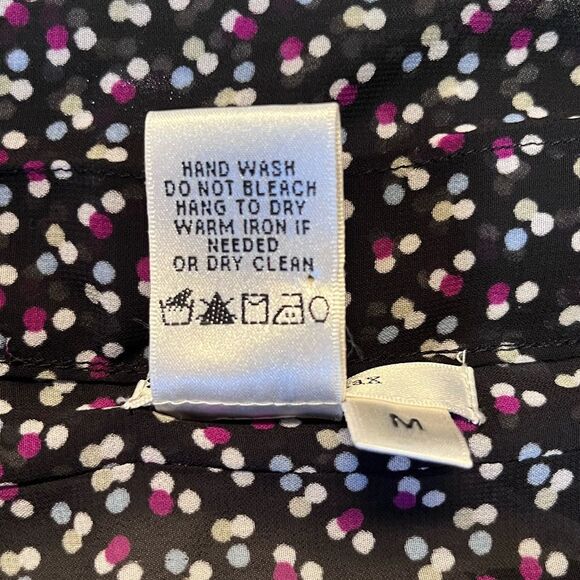 Sophie Max | 3607Y54 Black Pink Polkadot Chiffon Flutter Sleeve Elastic Midi M - Picture 8 of 8